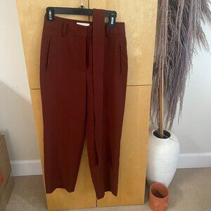 Aritzia - Wilfred Tie Front Pant - Size 4 - Red Brown Burgundy